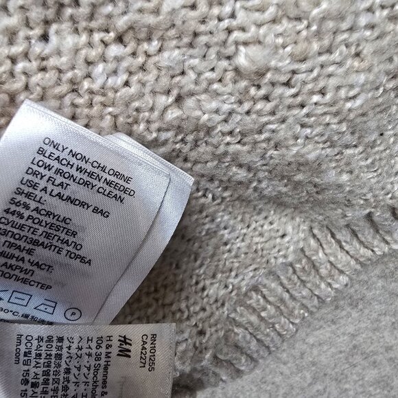 H&M Fringe Knit Sleeveless Cardigan Beige Acrylic Blend XS Layered Boho Vest - Picture 6 of 9